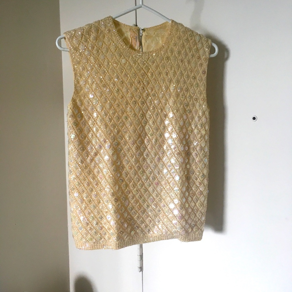 Vintage Elegant Sleeveless/Collarless Sequin Top